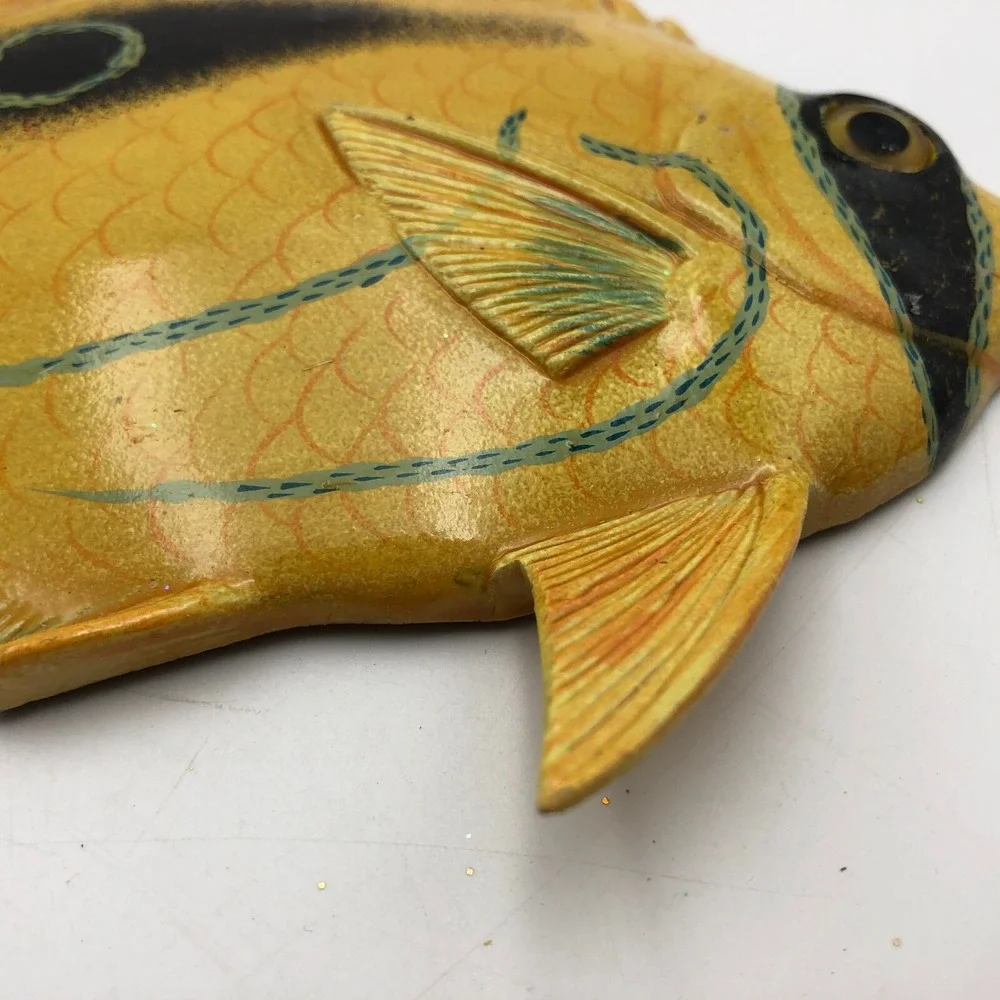 Vintage Don Edmond Studio Artist Mirror Butterflyfish Wall Hanging Sculpture 6
